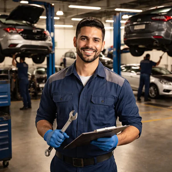 Imagem de um técnico revisando um carro BYD em Recife